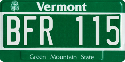 VT license plate BFR115