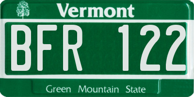 VT license plate BFR122