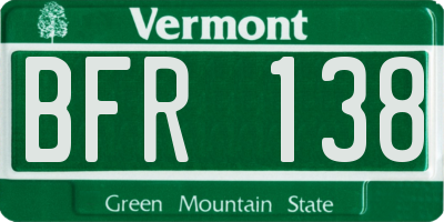 VT license plate BFR138