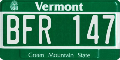 VT license plate BFR147