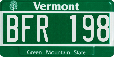 VT license plate BFR198