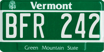 VT license plate BFR242