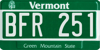 VT license plate BFR251