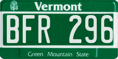 VT license plate BFR296