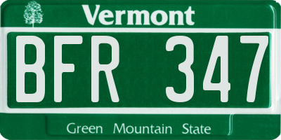 VT license plate BFR347