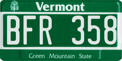 VT license plate BFR358