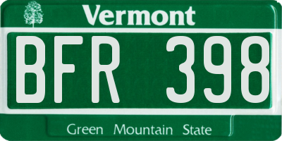 VT license plate BFR398