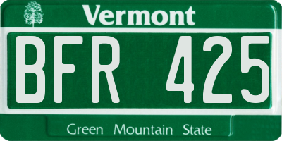 VT license plate BFR425