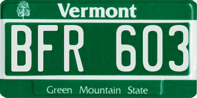 VT license plate BFR603