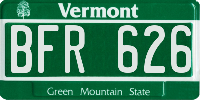 VT license plate BFR626