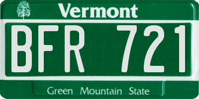 VT license plate BFR721