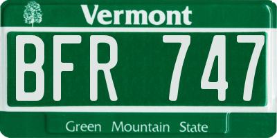 VT license plate BFR747