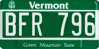 VT license plate BFR796