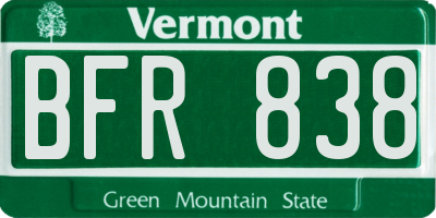 VT license plate BFR838