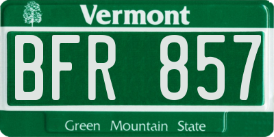 VT license plate BFR857