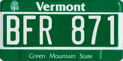 VT license plate BFR871