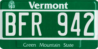 VT license plate BFR942