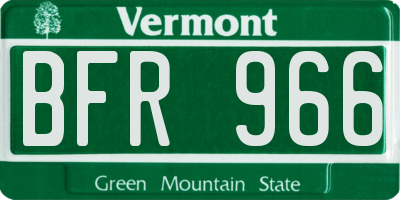 VT license plate BFR966