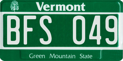 VT license plate BFS049