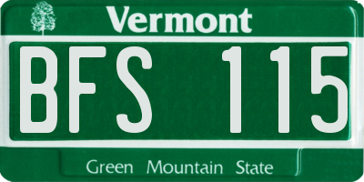 VT license plate BFS115