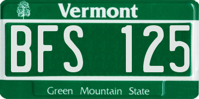 VT license plate BFS125
