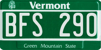 VT license plate BFS290
