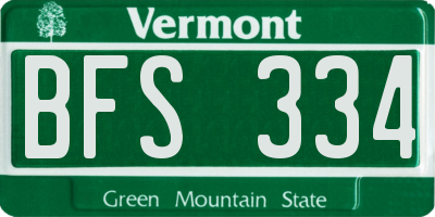 VT license plate BFS334