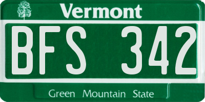 VT license plate BFS342