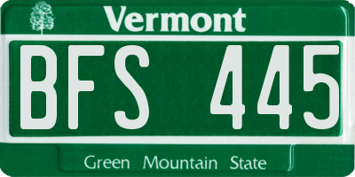 VT license plate BFS445
