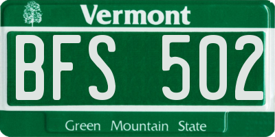 VT license plate BFS502