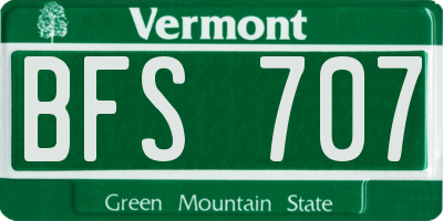 VT license plate BFS707