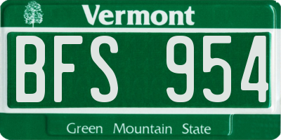 VT license plate BFS954