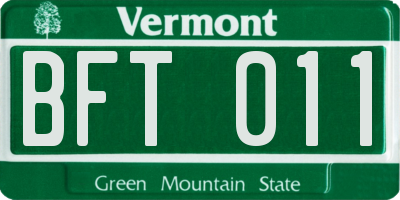 VT license plate BFT011