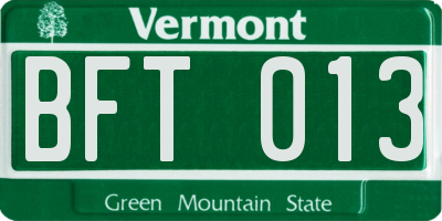 VT license plate BFT013