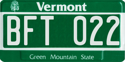 VT license plate BFT022
