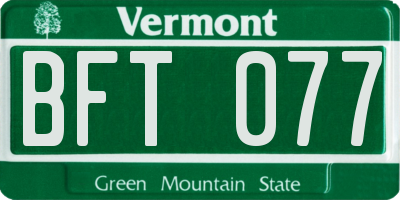 VT license plate BFT077