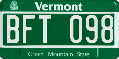 VT license plate BFT098