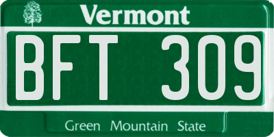 VT license plate BFT309