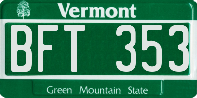 VT license plate BFT353