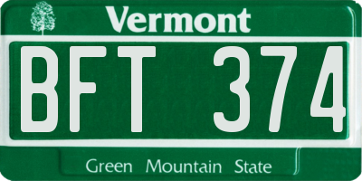 VT license plate BFT374