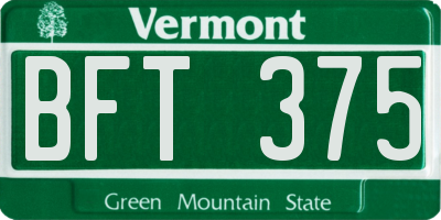 VT license plate BFT375