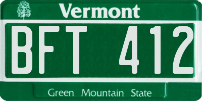 VT license plate BFT412