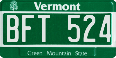 VT license plate BFT524