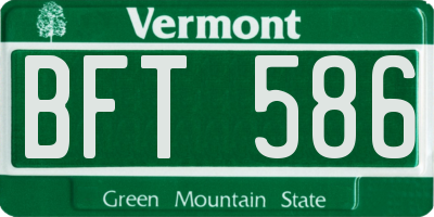 VT license plate BFT586