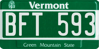 VT license plate BFT593