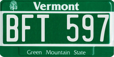 VT license plate BFT597