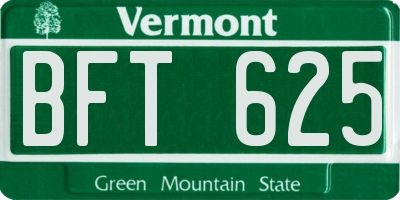 VT license plate BFT625