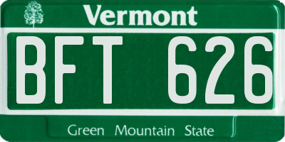 VT license plate BFT626