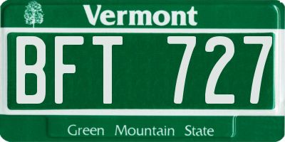 VT license plate BFT727