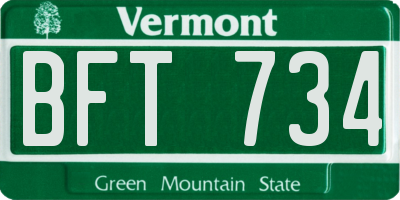VT license plate BFT734